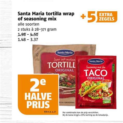 Santa Maria Tortilla Wrap Of Seasoning Mix Aanbieding Bij Poiesz