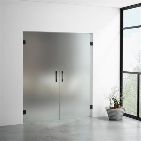 Puerta Abatible Cristal Berlín 2 Hojas Mate Y Herraje Negro Hueco 160x203cm Leroy Merlin