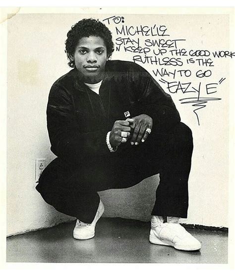 Rapper Eazy E Autographs A Photo For Singer Michel Le Gangsta Rap Hip