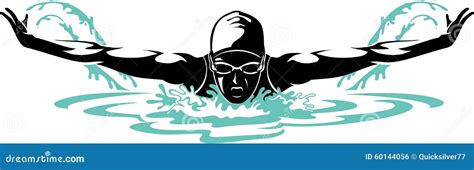 Swimmer Butterfly Stroke Vector Black Silhouette Cartoondealer