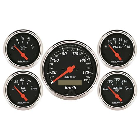 AutoMeter 1421 M Designer Black Electric Multiple Gauge Set 5 Piece