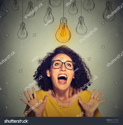 Portrait Super Happy Excited Woman Glasses Stock Photo 337199831