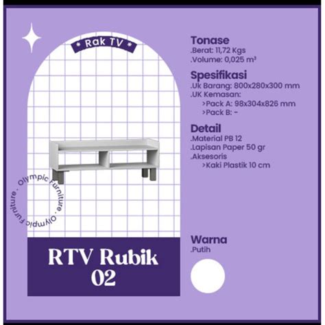 Jual Rtv Rubik Olympic Rak Tv Minimalis Meja Tv Putih Meja Serbaguna