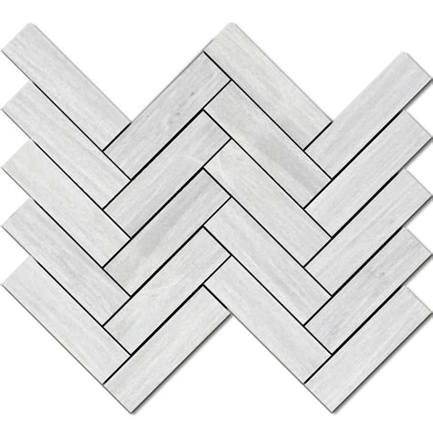 Merceene X Vein Cut Polished Herringbone Mosaic Pera Tile