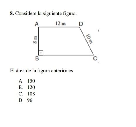 Solved Considere la siguiente figura El área de la figura anterior es