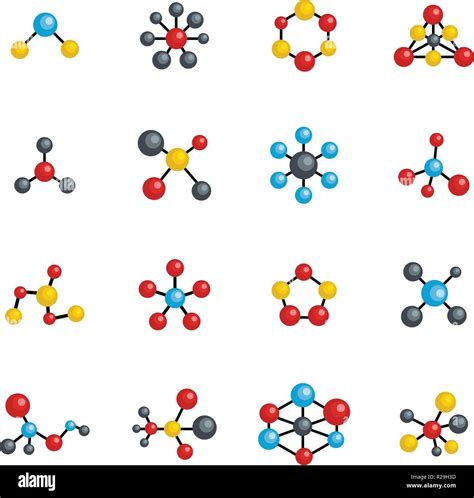 Estructura Molecular Qu Mica Conjunto De Iconos Ilustraci N Plana De