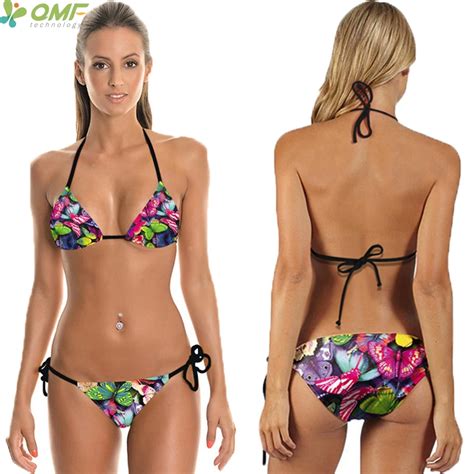 Aliexpress Buy Colorful Butterfly Bikini Sets Triangle Swimwear