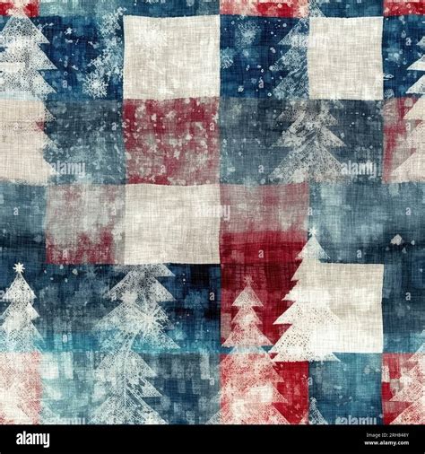 Grunge Americana Christmas Tree Red Blue White Cottage Style Background