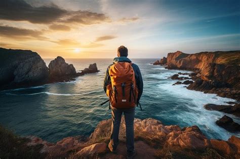 Premium Photo Backpack Clad Hikers Photograph Landscapes With Their