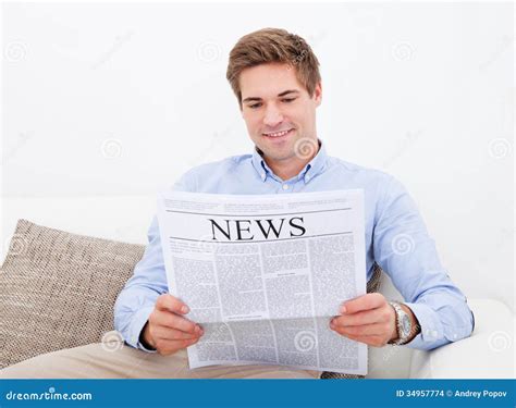 man reading newspaper stock photo image  message page