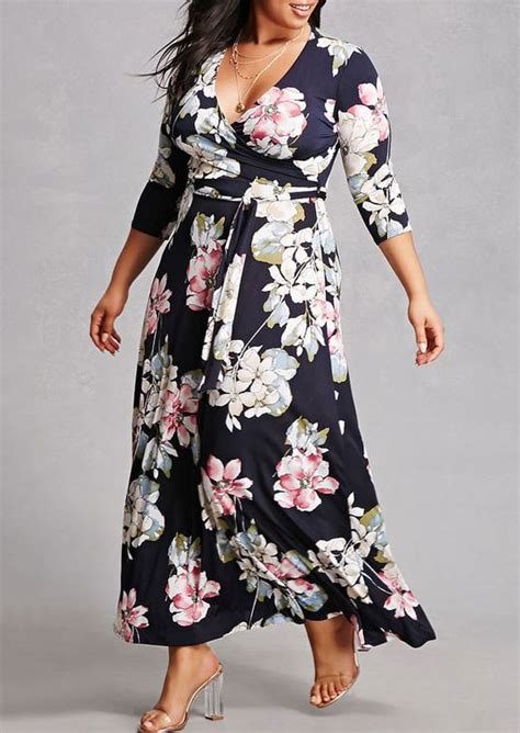 Plus Size Floral Maxi Dress Without Necklace Fairyseason