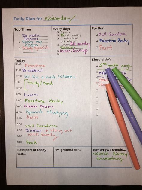 Printable Daily Planner For Teens And Tweens Nourishing Tweens