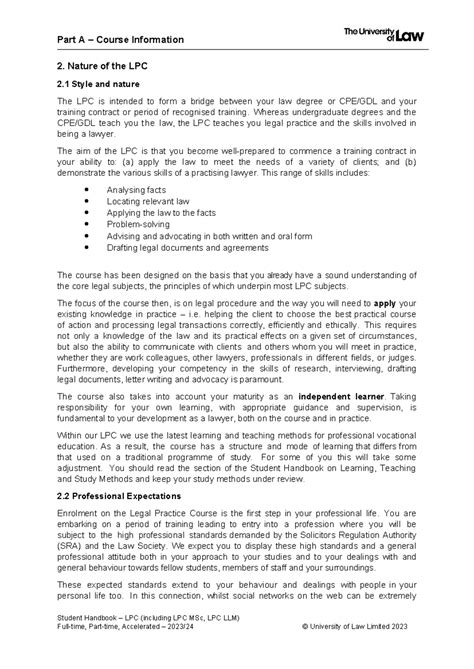 2 Nature Of The Lpc Part A Course Information 2 Nature Of The Lpc