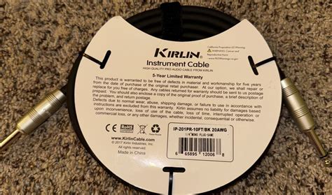 Kirlin 10FT IP 201 1 4 Straight Male Male 20 AWG Pro Quality