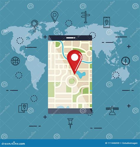 Gps navigation app icons stock vector. Illustration of magnifying