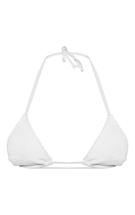 White Mix And Match Crinkle Triangle Bikini Top Swimwear Prettylittlething