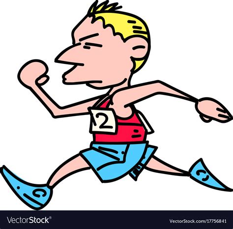 Marathon runner cartoon hand drawn image Vector Image