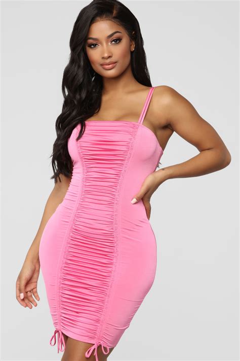 Coming For Your Love Ruched Mini Dress Pink Fashion Nova Dresses