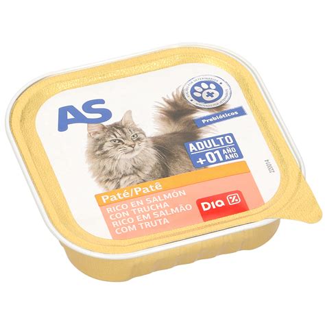 Paté para gatos rico en salmón con trucha As Dia tarrina 100 g