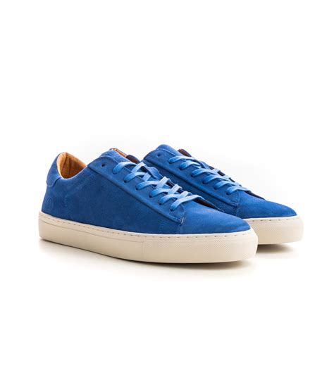 Baskets basses en cuir nubuck indigo pour homme Marque de qualité