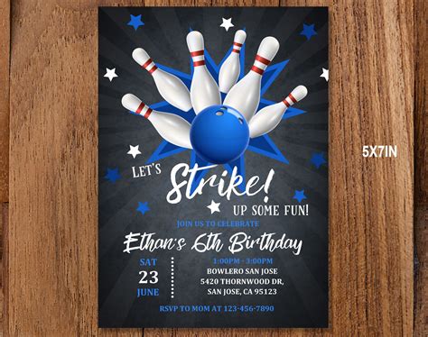 Bowling Birthday Party Invitation Let S Strike Up Some Fun Etsy Bowling Birthday Party