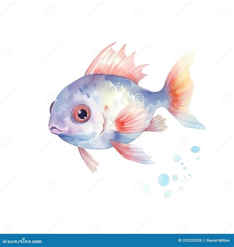 Poisson Marin Aquarelle Illustration Animaux Marins Clipart Photo Stock