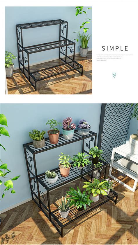 Wrought Iron Flower Stand Floor To Ceiling Multi Layer Flower Stand Balcony Two Story Three