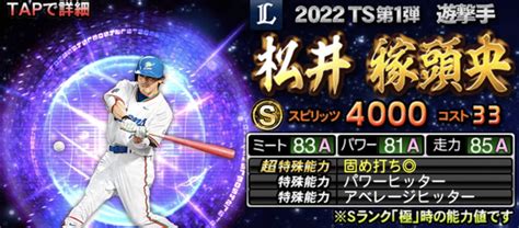 【プロスピa】松井稼頭央 2022 シリーズ1 Ts（タイムスリップ）の評価 Fs Stadium ～エフスタ～