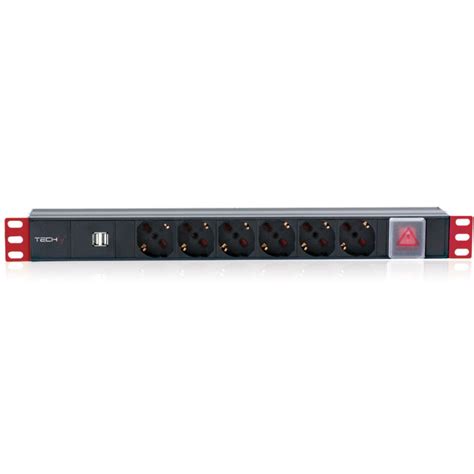 PDU Rack 19 6 Outlets With Switch And 2 USB Ports 1 HE Multisockets