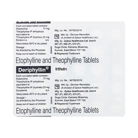 DERIPHYLLIN Tablet 30 S Price Uses Side Effects Netmeds