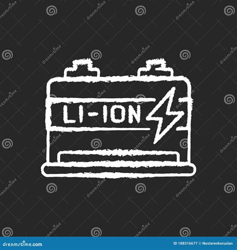 Lithium Ion Battery Chalk White Icon On Black Background Stock Vector