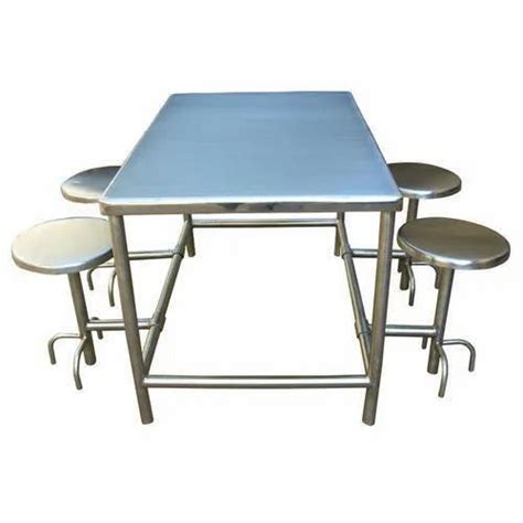 SAMRITI FURNITURE Stainless Steel Six Seater Canteen Table Table