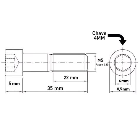 Parafuso Sextavado Interno Allen Cilindrica Inox Ma 5 X 35 A2 304 Din 912 Din En Iso 4762