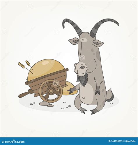 Funny Goat And Cart Stock Vector Illustration Of Animated 164894859