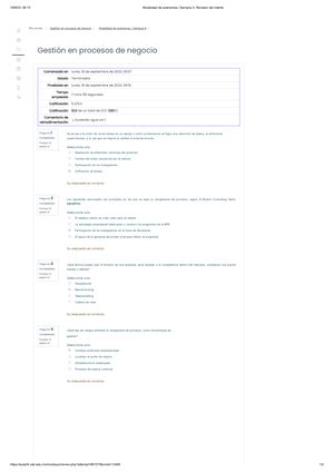 Examen Quinto Parcial Segunda Vuelta Gesti N En Procesos De Negocio