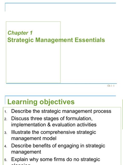 Chapter 1 Strategic Management Essetials Pdf Strategic Management