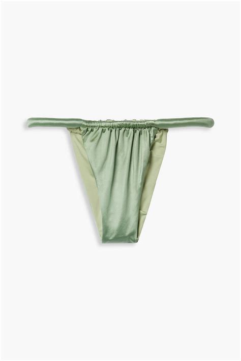 Isa Boulder Joni Ruched Stretch Satin Bikini Low Rise Briefs The Outnet