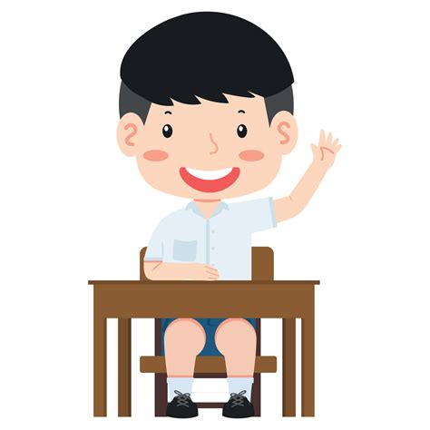 students boy Raising Hand in classroom 12266131 Vector Art at Vecteezy