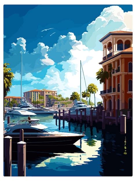 Premium Vector Naples Florida Vintage Travel Poster Souvenir Postcard