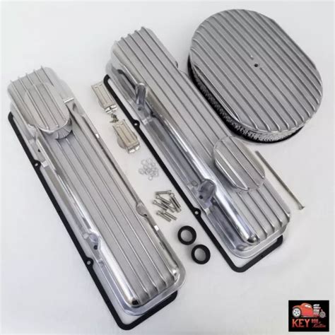 Small Block Chevy Tall Finned Aluminum Valve Covers Sbc Dress Up Kit