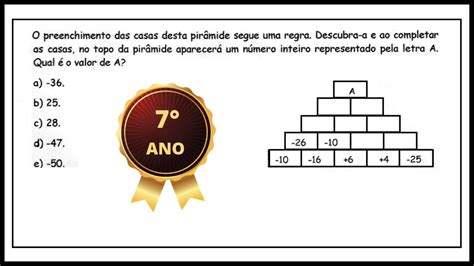 DESAFIO DE MATEMÁTICA DESCUBRA O VALOR DE A NÚMEROS INTEIROS