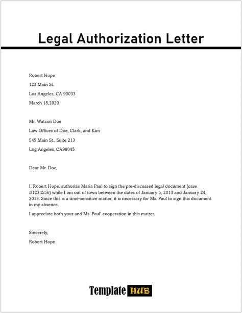 Legal Authorization Letter Templates Hub