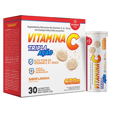 Vitamina C Zinco 1G Efervescente 10 Comprimidos Equilibra Vida