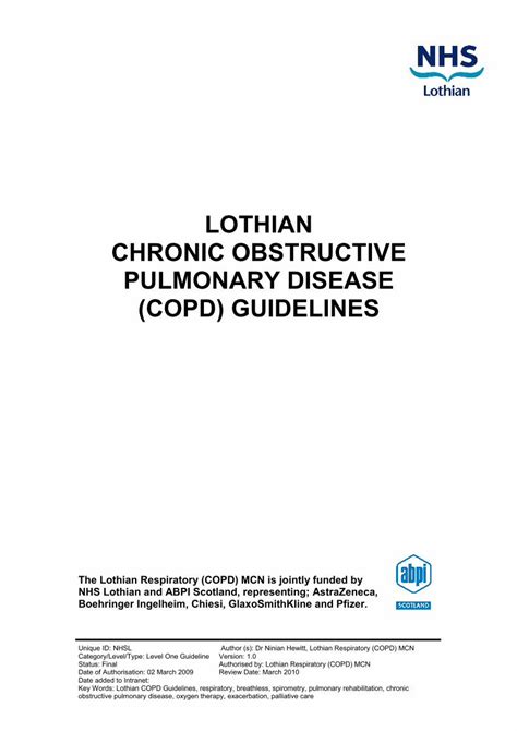 PDF Lothian COPD Guidelines NHS Lothian Respiratory PDF File COPD