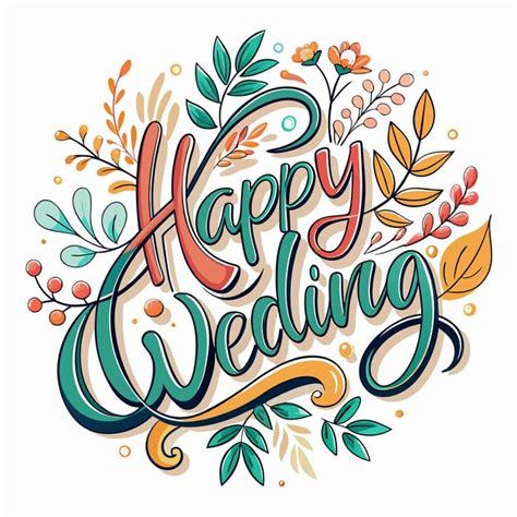 Premium Vector Happy Wedding Lettering Collections Wedding Lettering