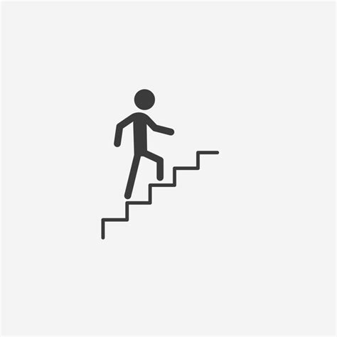 Ladder Upstair Up Person Man Up Step Icon Vector Stairway Stair