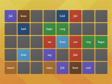 Irregular Verbs Past Simple Matching Pasangan Sepadan