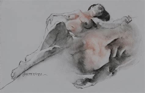 Female Nude Study Charcoal And Sanguine On Gessoed Paper