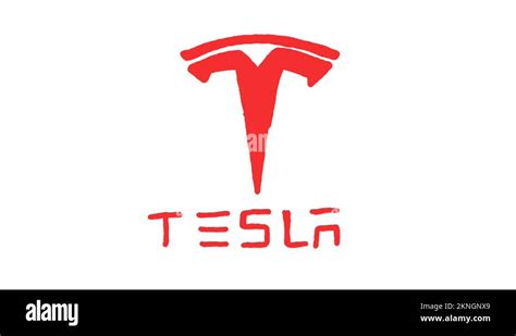 Tesla Electric Car Company Logo Hand Drawn Sketch Doodle Loop Animation