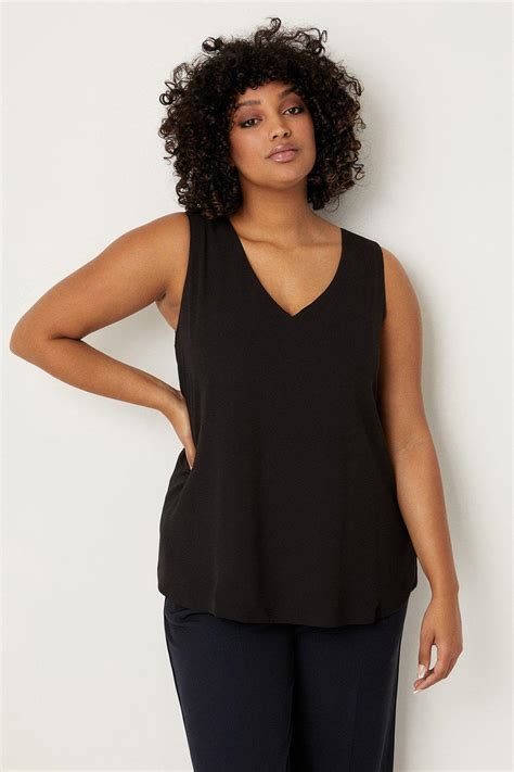 Wallis Curve Plain V Neck Cami Top Ebay